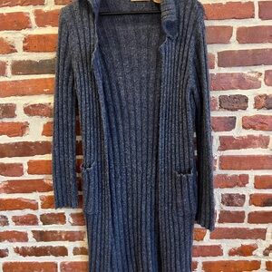 Blue Asphalt Charcoal Ribbed Cardigan